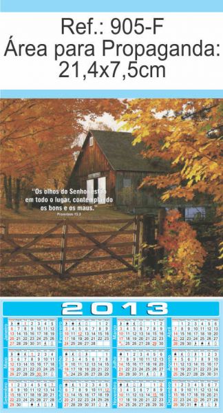Calendário de parede modelo 905
